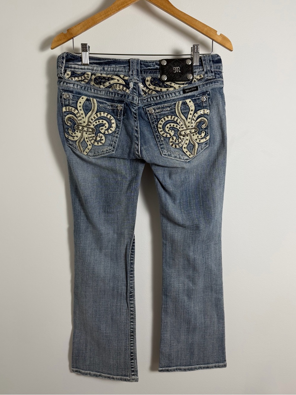 Y2K Miss Me Fleur De Lis Bootcut Jeans 29 McBling Western Glam
